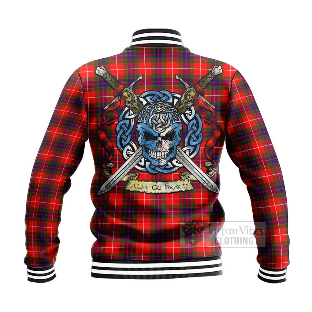 Abernethy Tartan Baseball Jacket with Family Crest Celtic Skull Style