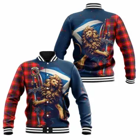 Abernethy Tartan Family Crest Baseball Jacket with Scottish Majestic Lion