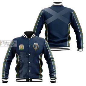 Aiton Tartan Baseball Jacket with Family Crest and Lion Rampant Vibes Sport Style