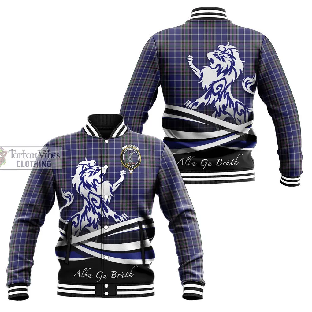 Alexander of Menstry Tartan Baseball Jacket with Alba Gu Brath Regal Lion Emblem