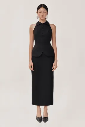 Beloved Straight Back Slit Velvet Burlap Ankle Length Skirt