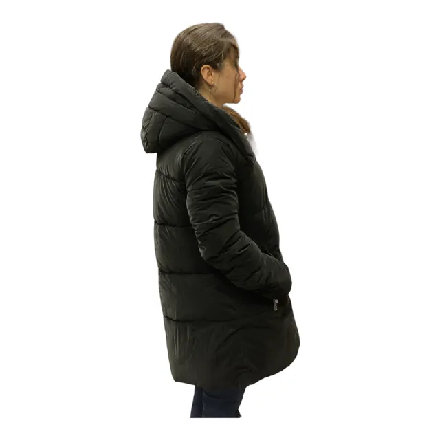Brekka Women's winter jacket with hood fabric with velvet hand BRFW2086 BLK black