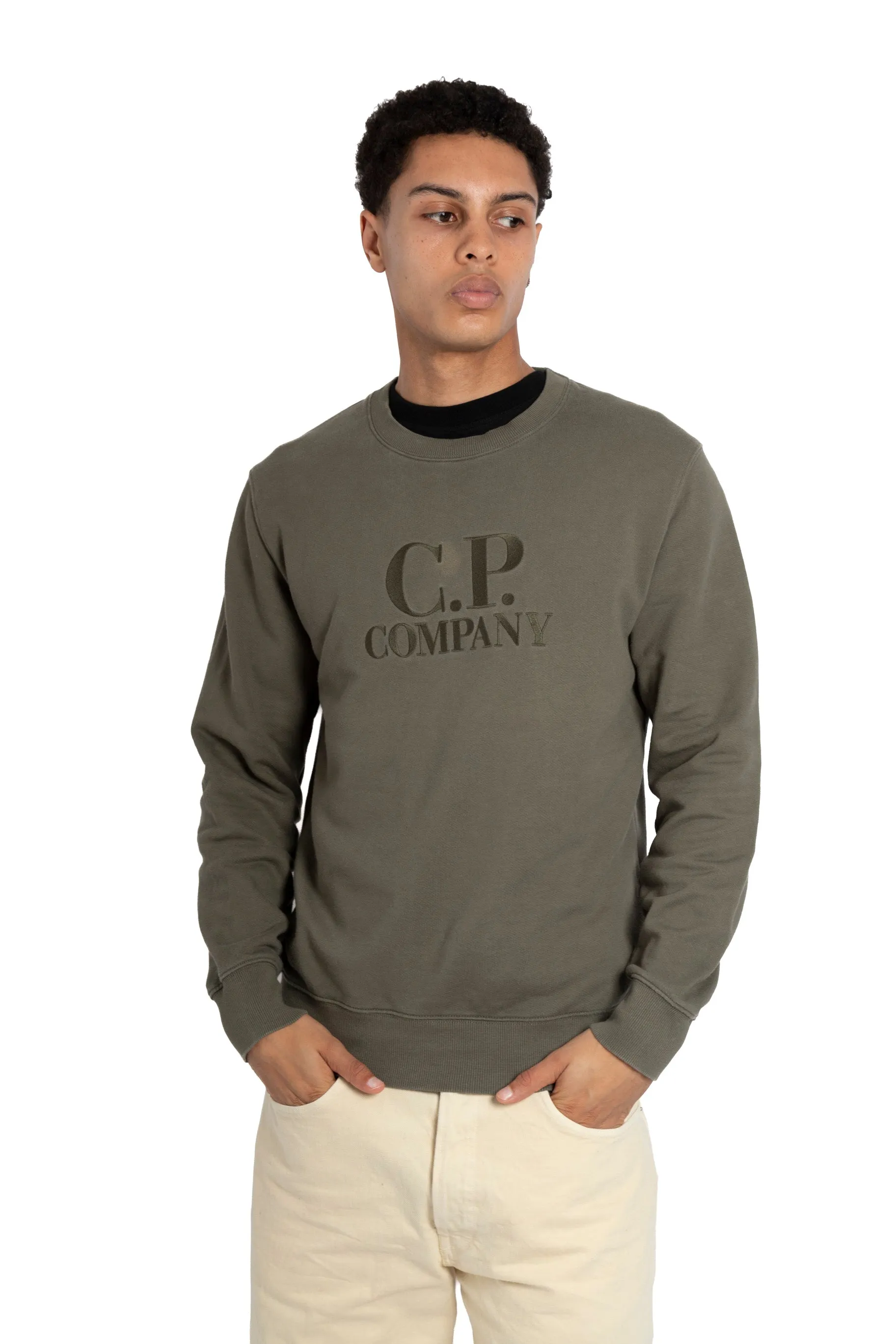 C.P. Company Spellout Khaki Sweater