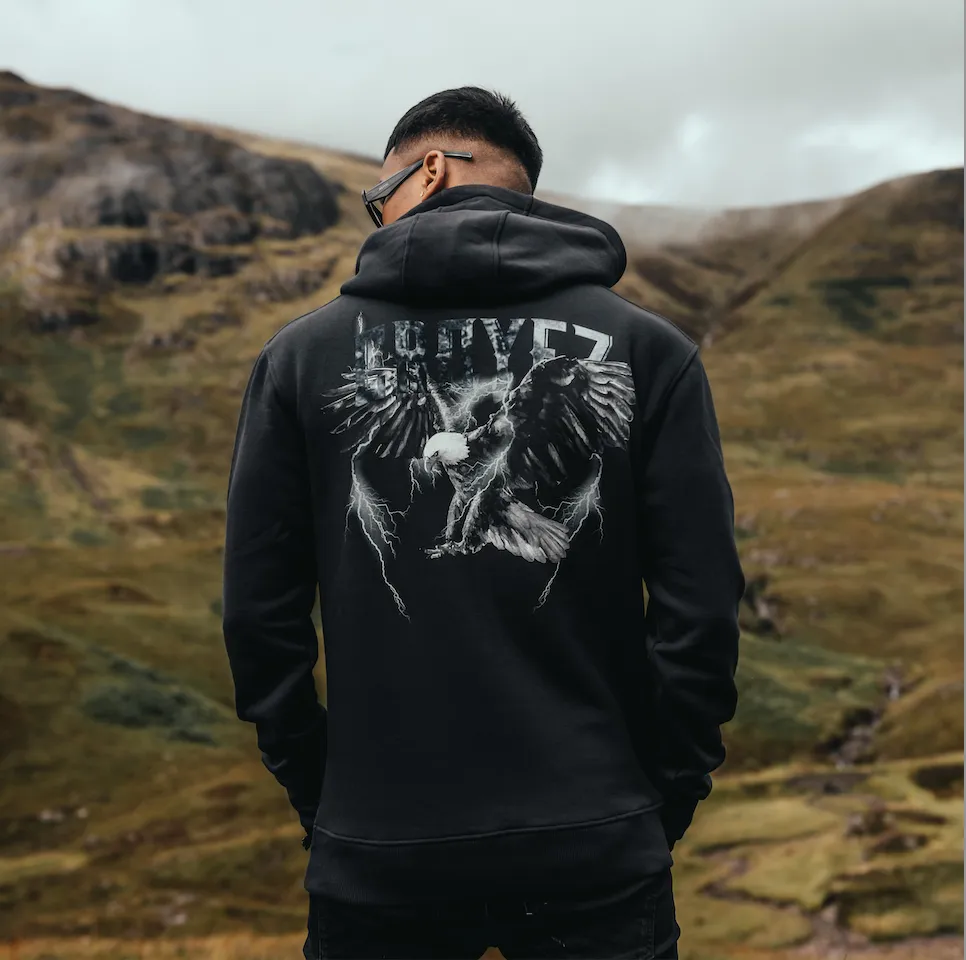 CROYEZ LIGHTNING EAGLE HOODIE - BLACK/ICE BLUE