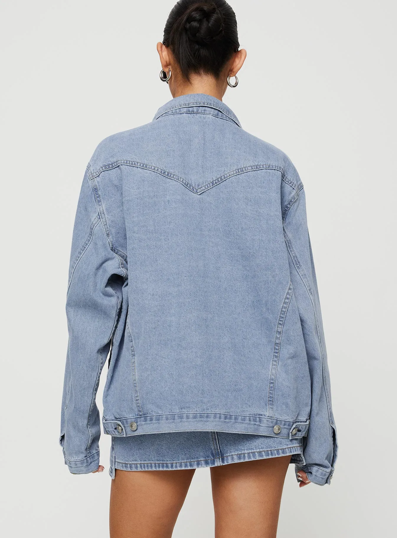 Fashionkova Western Denim Jacket Pale Blue