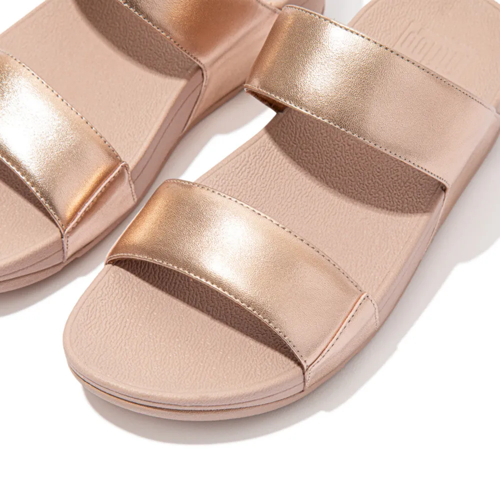 Fit-Flop Lulu Leather Slides Rose Gold    