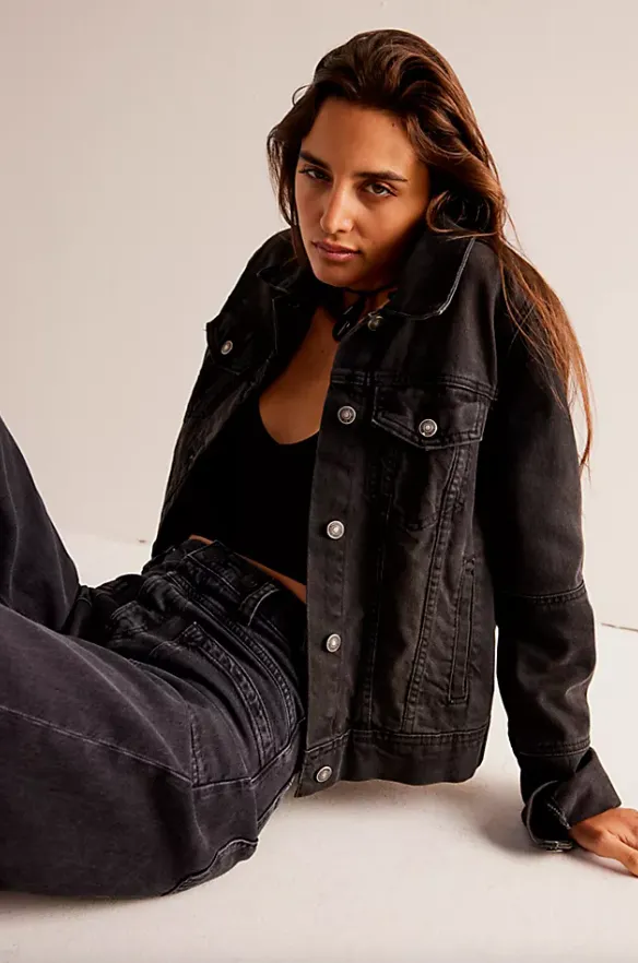 Free People Rumors Denim Jacket - Black