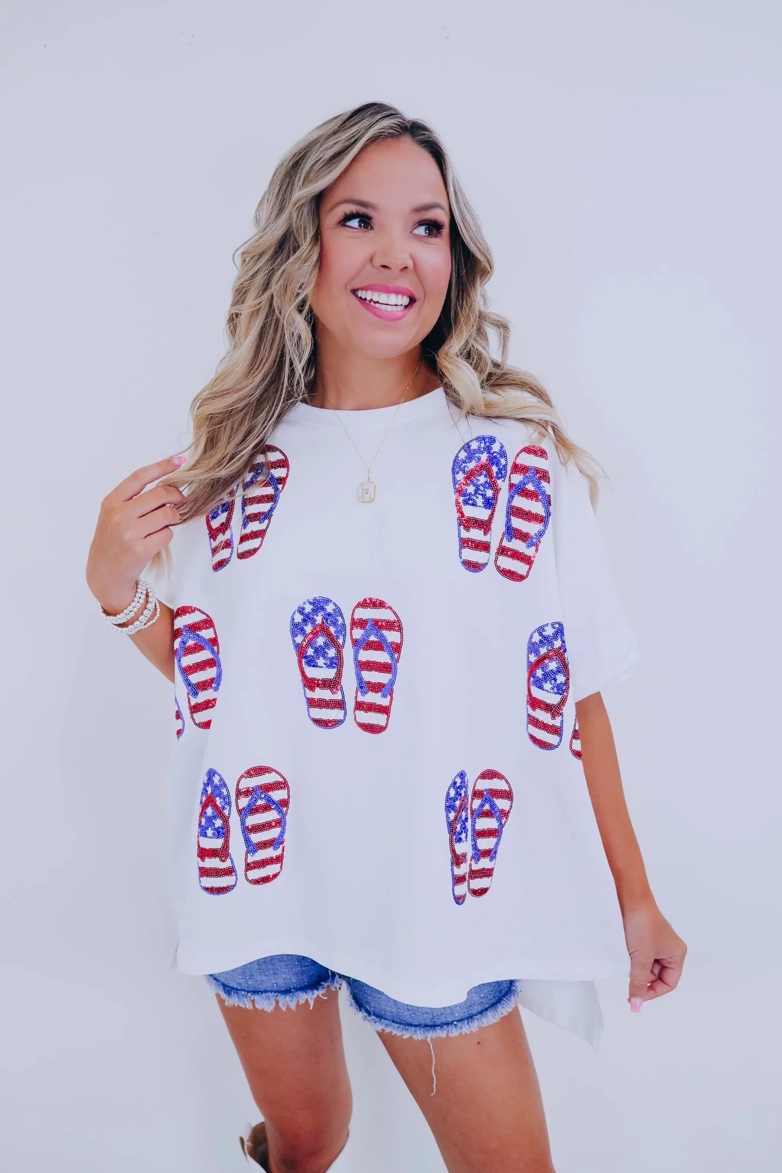 Stars N Stripes Sequin Flip Flop Graphic Tee