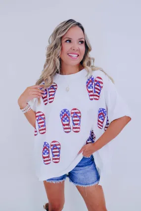 Stars N Stripes Sequin Flip Flop Graphic Tee