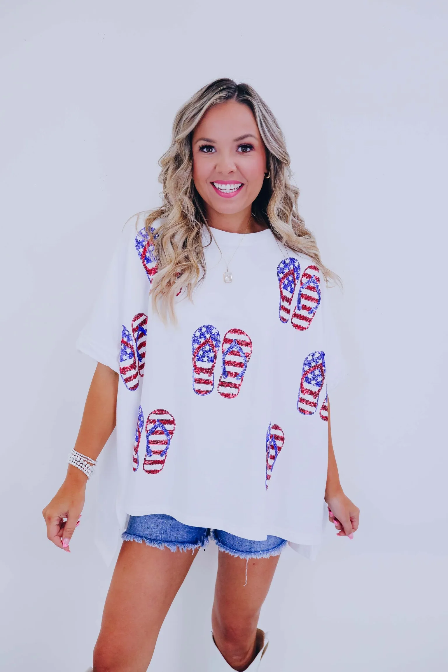 Stars N Stripes Sequin Flip Flop Graphic Tee
