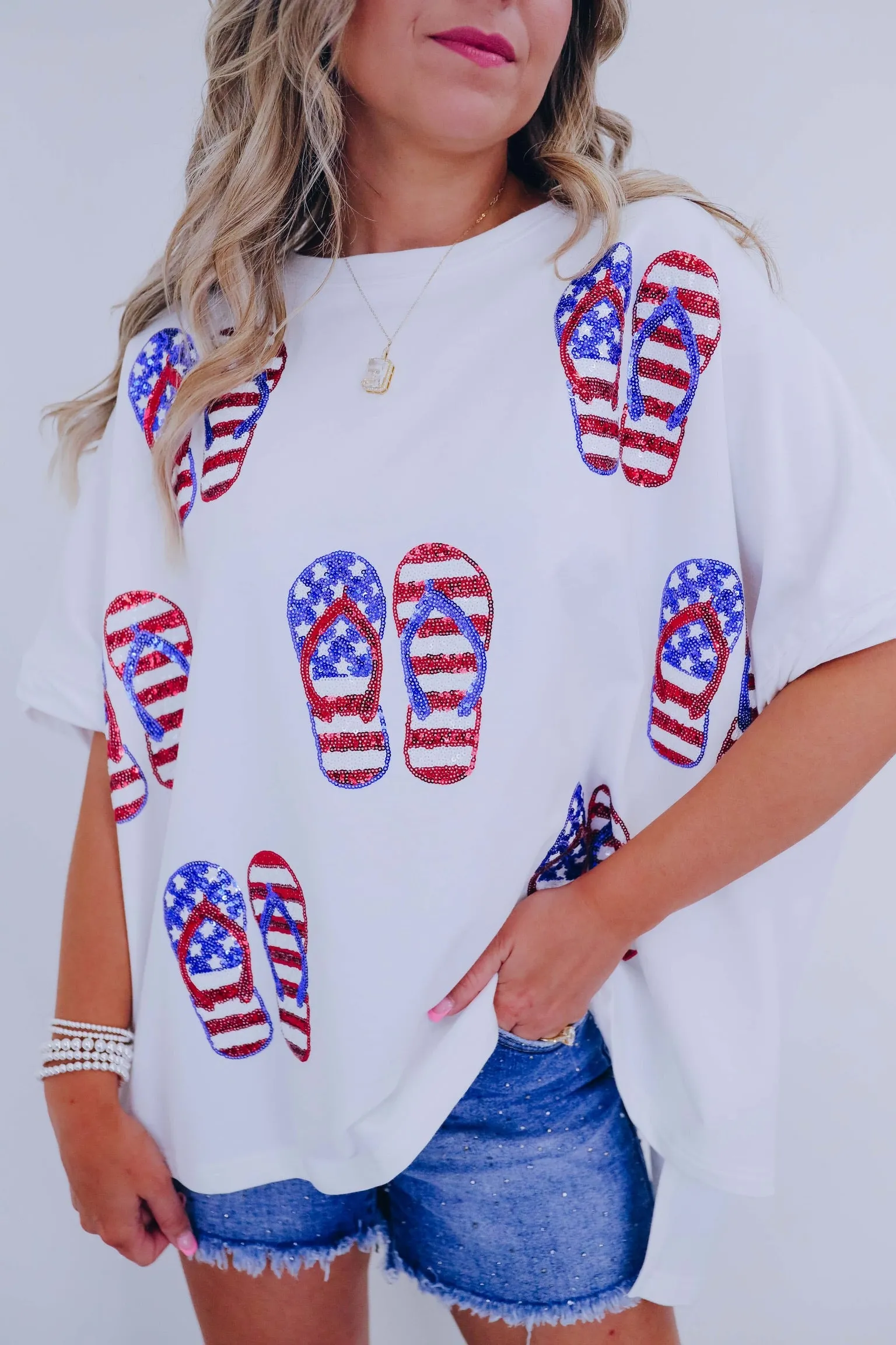 Stars N Stripes Sequin Flip Flop Graphic Tee