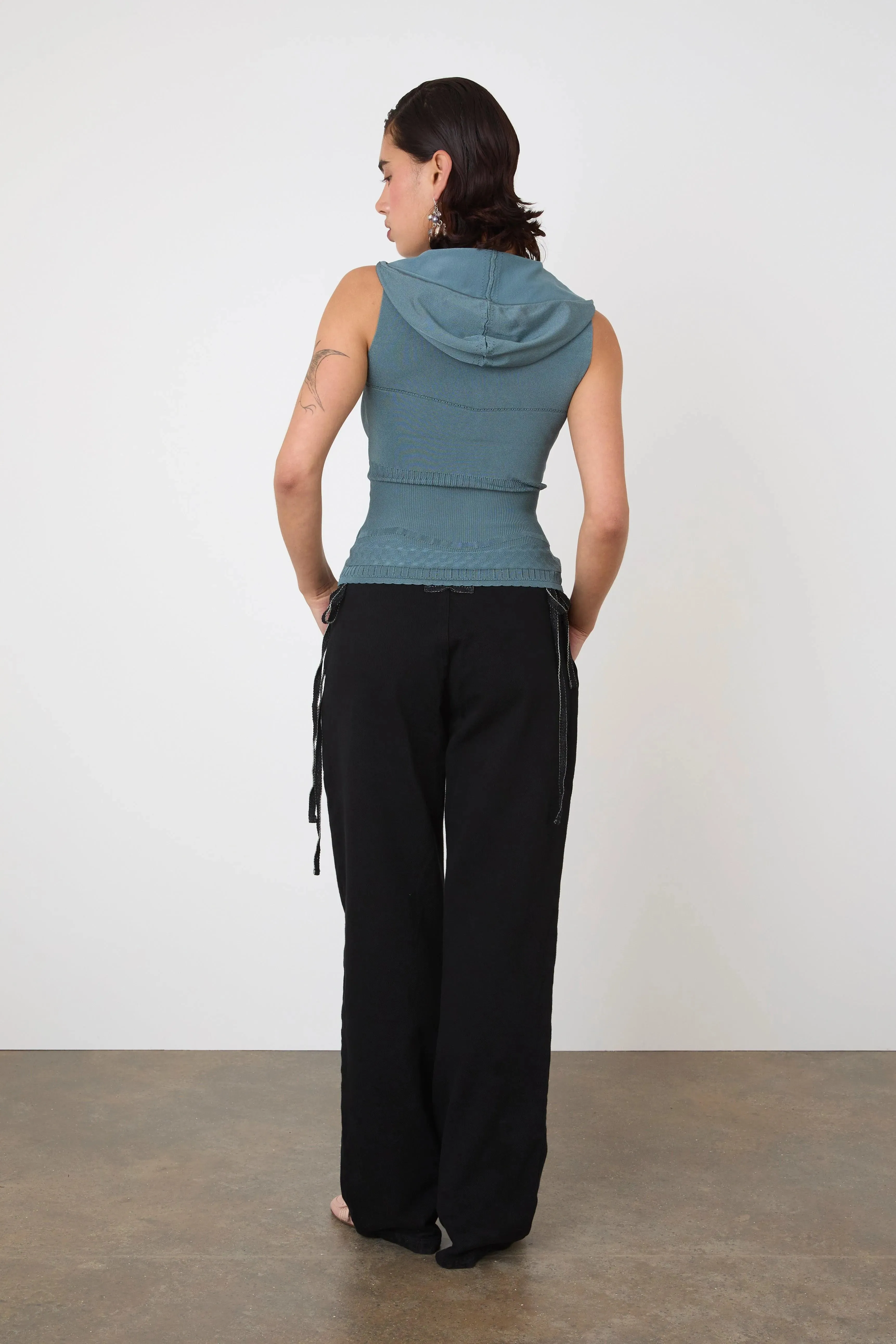 The Elsa Hoodie Vest Viscose, Petrol