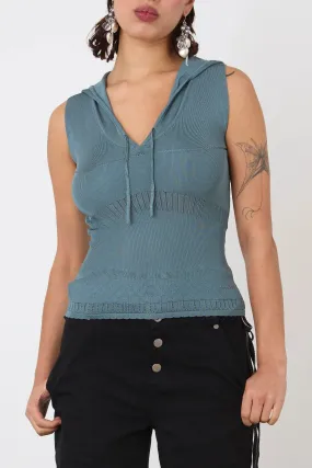The Elsa Hoodie Vest Viscose, Petrol