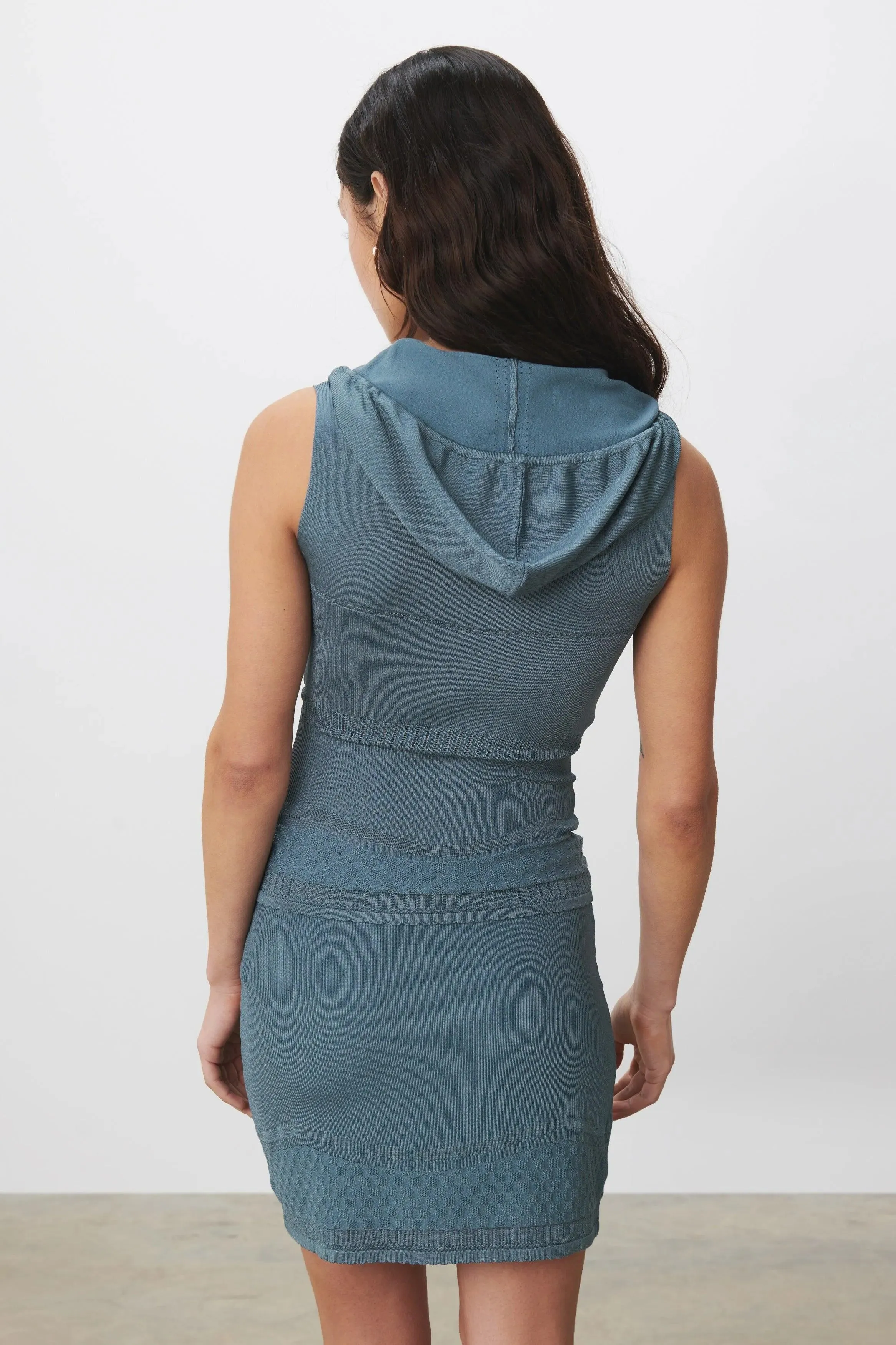 The Elsa Hoodie Vest Viscose, Petrol